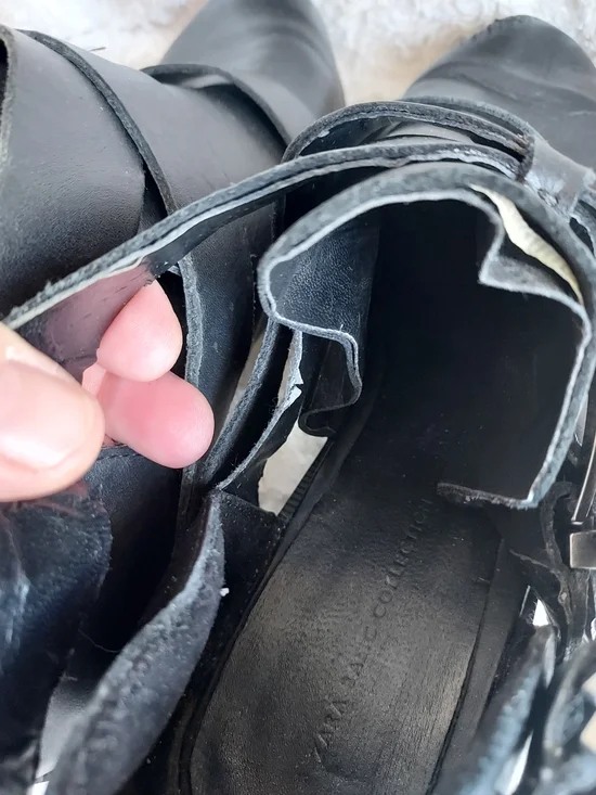 Zara Black Leather Buckle Ankle Boots Size 39 / U.S. 8.5-9 Punk Grunge Moto Edgy - Picture 11 of 11